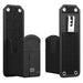 Agoz waist belt holster for Datalogic scan guns shown from front and back with protective pouch, secure flap, and metal belt clip.