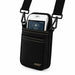 Angled view of black Agoz Saturn 1000F2 POS holster with adjustable crossbody sling, metal clips, and accessible payment terminal.