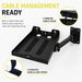 Agoz printer shelf with two cable-routing holes and adhesive hook-and-loop strips for organized cable management.