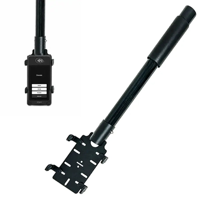 AgozTech drive thru handheld mount with Adyen payment terminal on white background