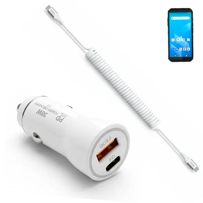 38W Fast Car Charger & USB-C Coiled Cable for Almex Mobile Scanners