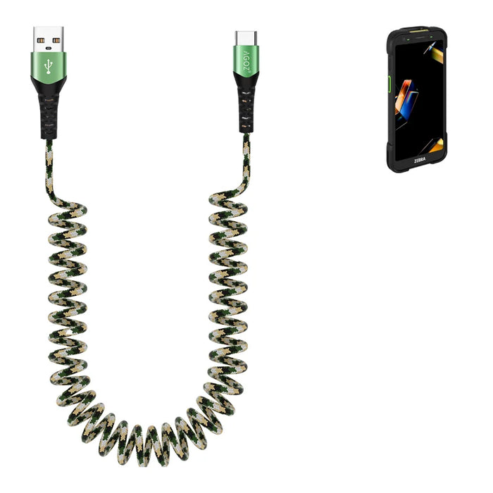 Zebra TC701 Scanner Charger Coiled USB C Cable