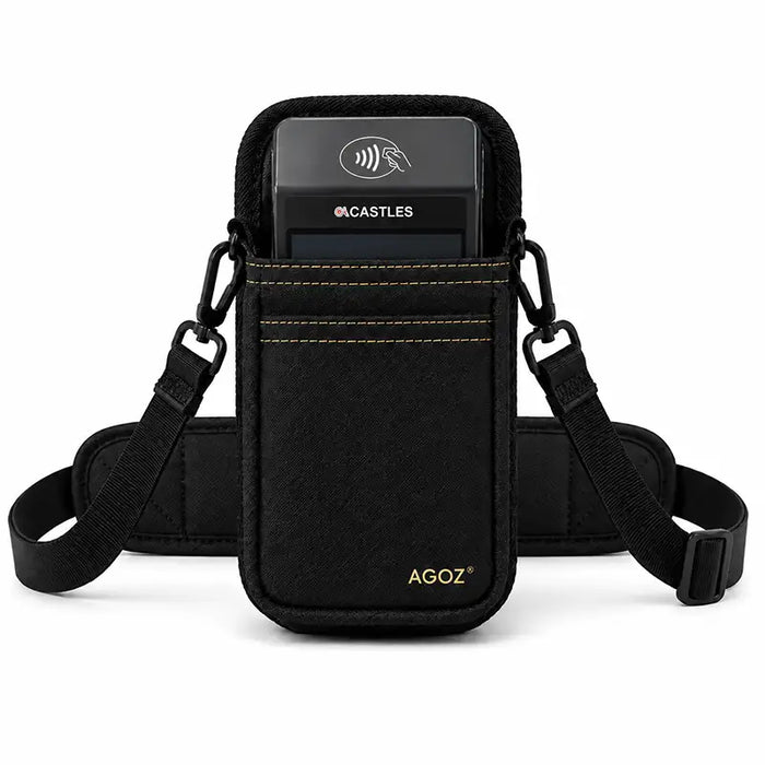Black Agoz shoulder sling holster with Castles POS terminal