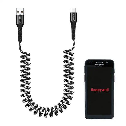 Coiled USB-C Fast Charging Cable for Honeywell CT40 Scanner