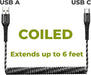 Coiled USB-C Fast Charging Cable for SwipeSimple B350 Card Reader