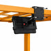 Back view of a rugged tablet attached to an AgozTech forklift mount with rail mounting hardware.