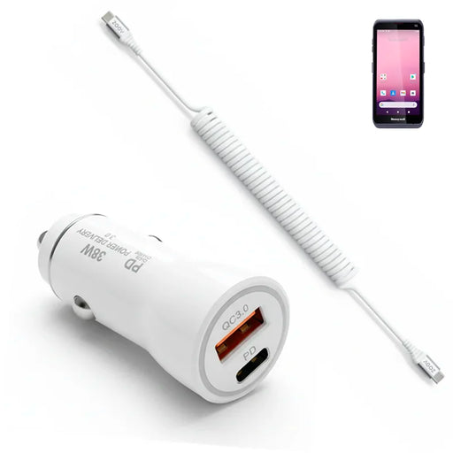 38W Fast Car Charger & USB-C Coiled Cable for Honeywell CT45 / CT45XP
