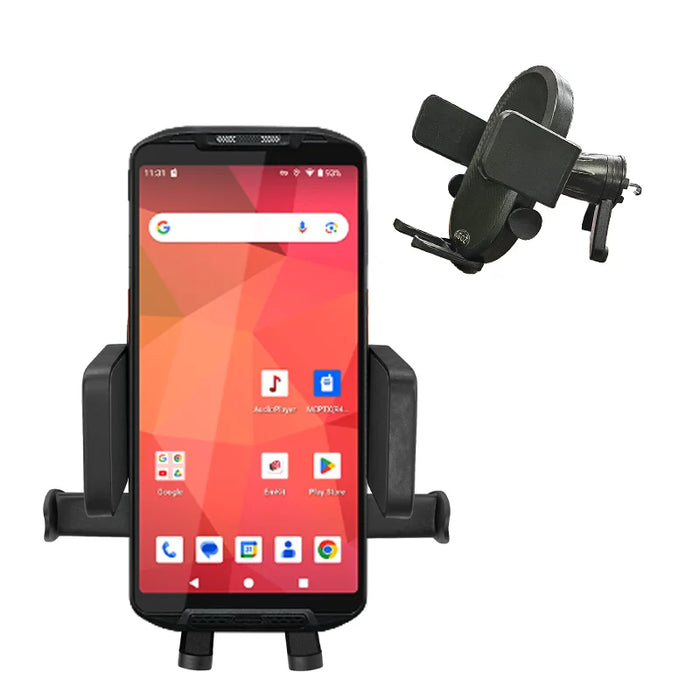 Point Mobile handheld computer shown with the AgozTech air vent vehicle cradle mount holder.