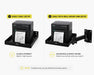 AgozTech Seiko printer wall mount shelf shown in shelf-only and swing arm setup options