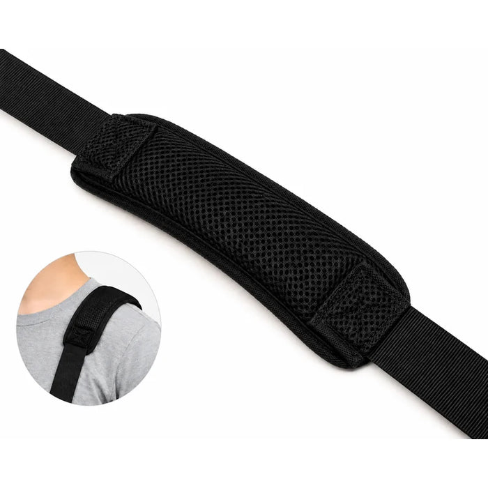 Padded shoulder section of adjustable black Agoz POS terminal sling