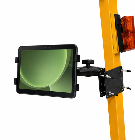 Samsung tablet mounted on a forklift pole