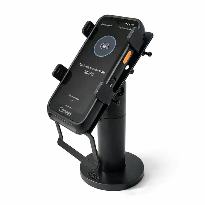 AgozTech swivel and tilt countertop stand for Toast Go 3 handheld POS terminal, black finish