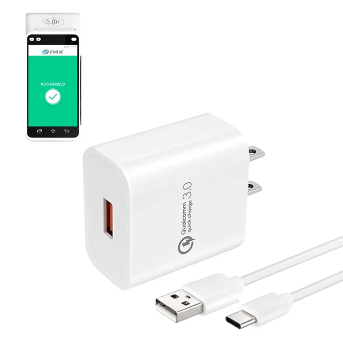USB-A Charger Adapter with USB-C Cable for PAX A920 Pro POS