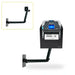 AgozTech adjustable swing arm mount with metal holder shown holding a SATO mobile printer, with inset view of the arm hardware.