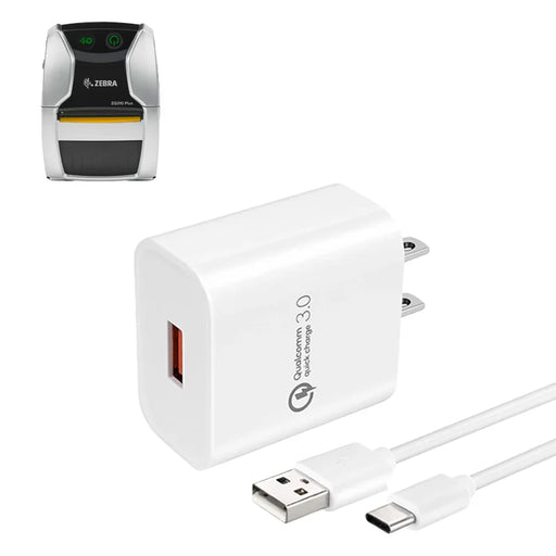 Wall Charger & Cable for Zebra ZQ310/Plus Mobile Printer