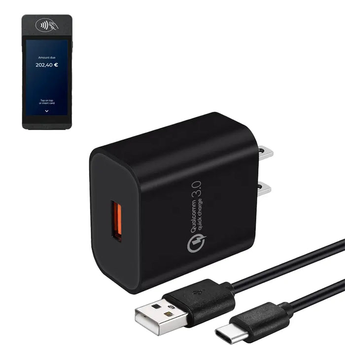 Wall Charger with USB-C Cable for Castles Saturn S1E2 POS