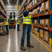 JLT handheld barcode scanner and black AgozTech holster case shown in a warehouse aisle for industrial operations.