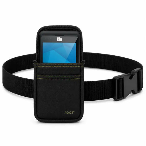 a black waist belt case for Elo handheld scanner on a white background
