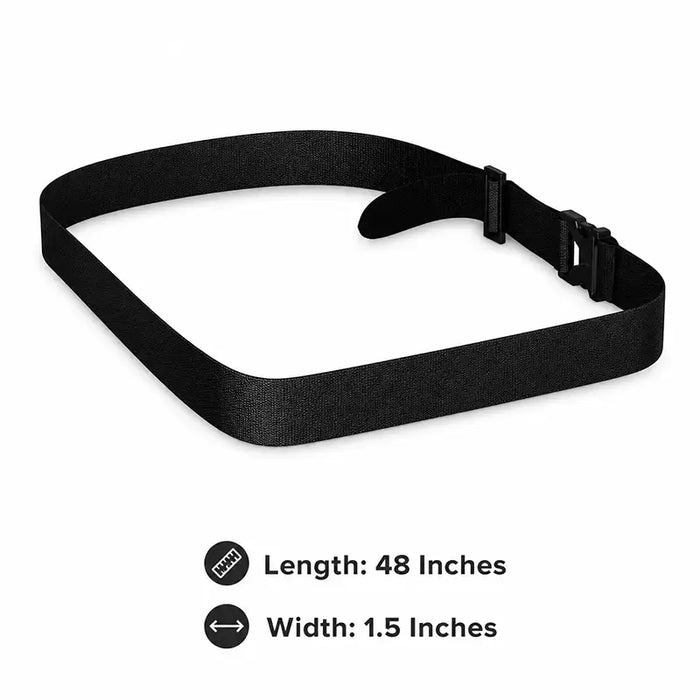 Black adjustable POS waist belt measuring 48 inches long and 1.5 inches wide