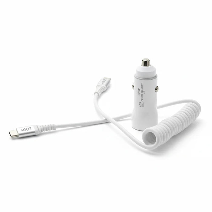 38W Fast Car Charger and USB-C Coiled Cable for Clover Flex 3 POS