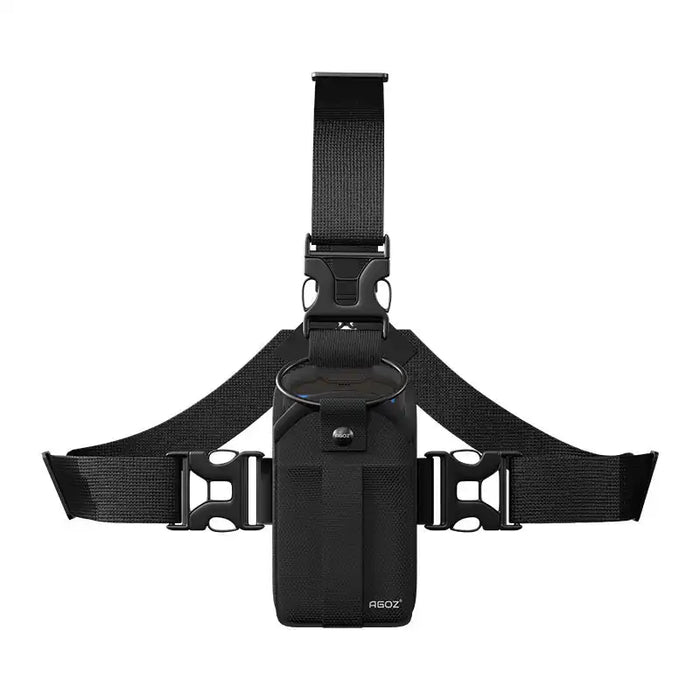 Chest harness pouch for Bluebird Handheld with front-facing scanner holder and adjustable black straps