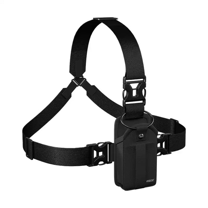 Unication voice pager radio secured in AgozTech chest harness holster