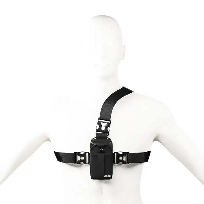 AgozTech chest harness pouch for Guardian RFID Spartan 3 displayed on a mannequin to show front body placement and strap fit