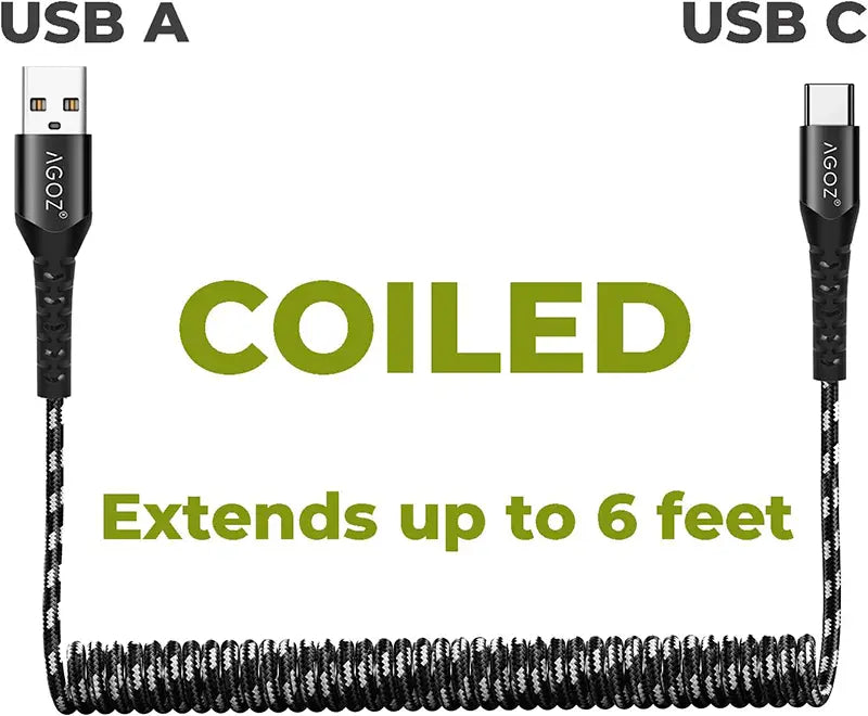Coiled USB-C Fast Charging Cable for Honeywell Scanners
