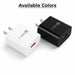 Black and white wall charger color options with USB port and wall prongs