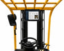 Front view of AGOZ iPad Tablet Mount Holder for Forklifts positioning a tablet above the steering wheel inside a forklift.