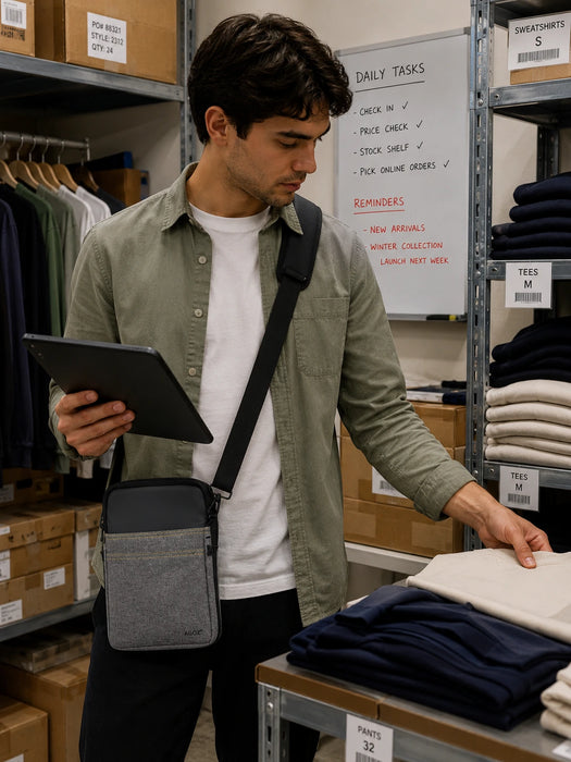 retail employee with honeywell tablet case
