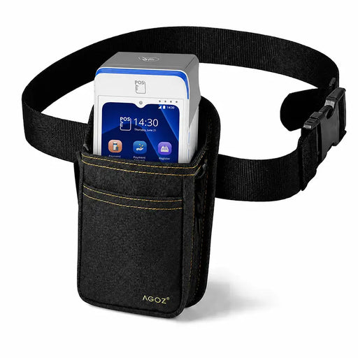 myPOS Payment Terminal secured in black Rugged myPOS Payment Terminal Holster with Waist Belt