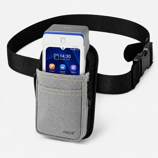 myPOS Payment Terminal secured in gray Rugged myPOS Payment Terminal Holster with Waist Belt