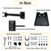Agoz Honeywell printer pole mount package contents with swing arm, shelf platform, U-bolts, clamps, and assembly hardware.