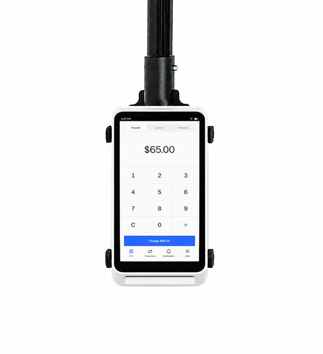 Square Mobile POS held securely in AgozTech drive-thru handheld mount