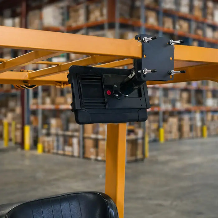 Forklift tablet mounting system for warehouse fleet deployments