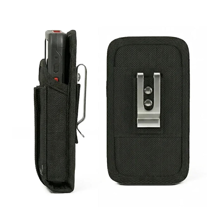 AgozTech black holster case for Honeywell CT47 mobile computer, side and back view