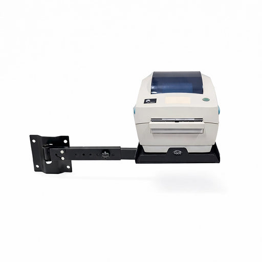 Wall-Mounted Shelf for Zebra GC420D Printer with Industrial Swing Arm